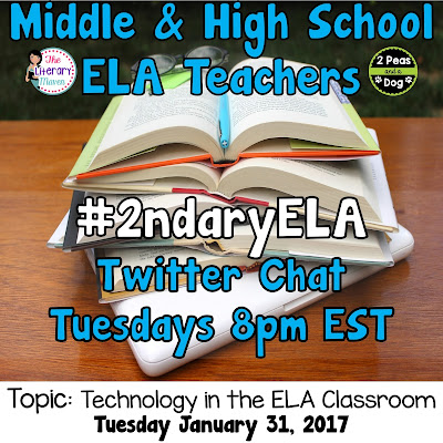 Join secondary English Language Arts teachers Tuesday evenings at 8 pm EST on Twitter. This week's chat will be about technology in the ELA classroom.