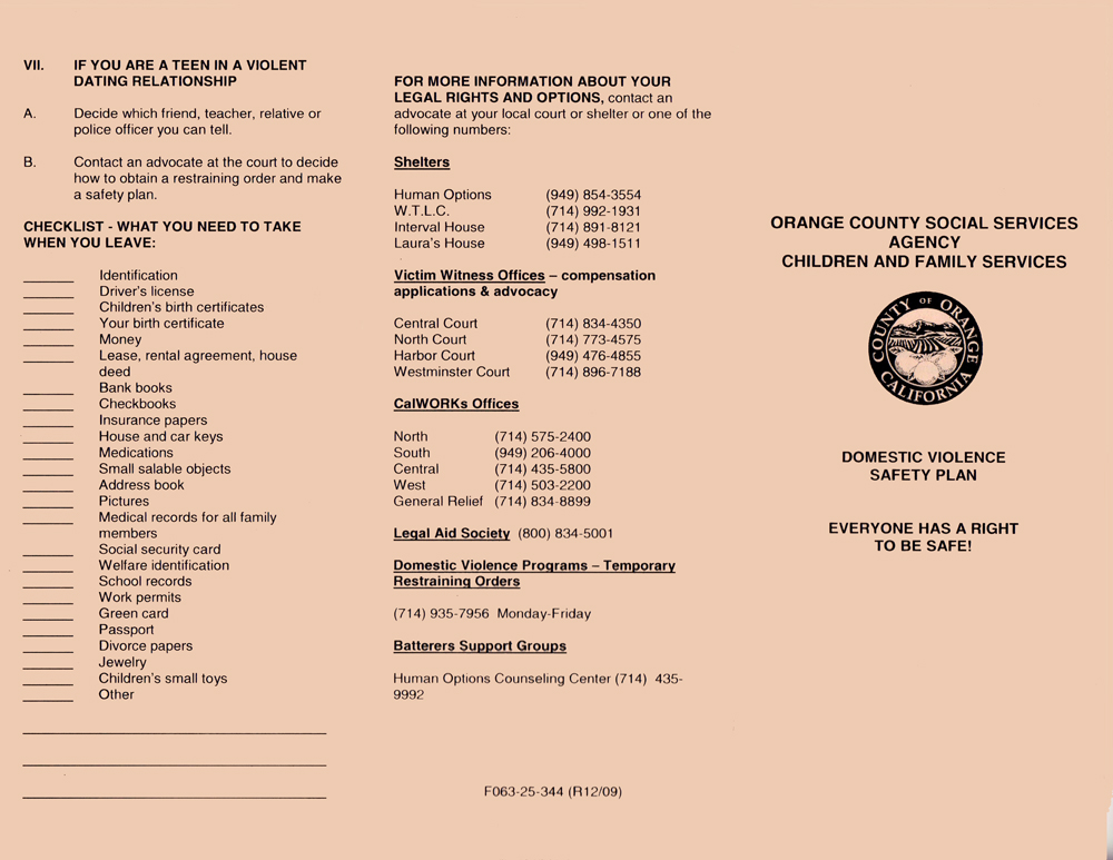 OC Community Resources Domestic Violence Safety Plan OC Community Resources Domestic Violence Safety Plan