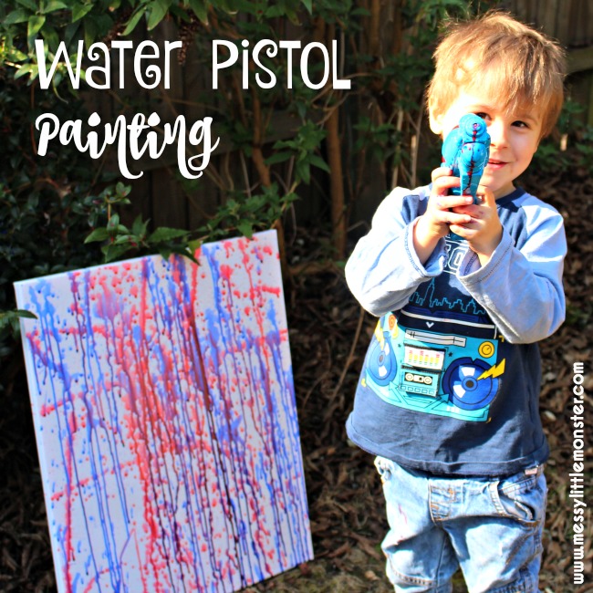 Water Pistol Painting is the best outdoor art activity ever! - Messy Little  Monster