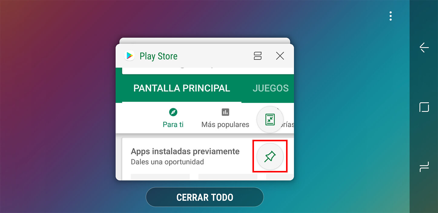 Pantalla fijada en Android