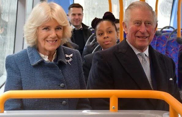 The Prince of Wales and The Duchess of Cornwall visited the London Transport Museum to mark 20 years of Transport for London