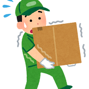 大きな荷物を運ぶ作業員のイラスト(焦る)