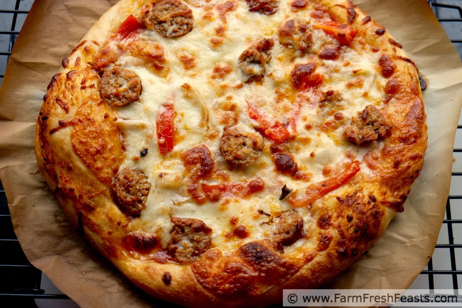 Farm Fresh Feasts Grilled Sausage and Peppers Pizza