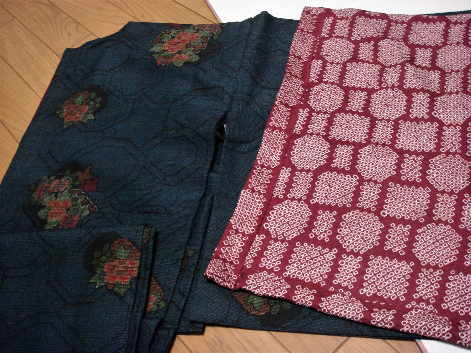 うそつき作成、絞りの「襦袢袖」と「半衿」☆塩澤紬のうそつきコーデ 