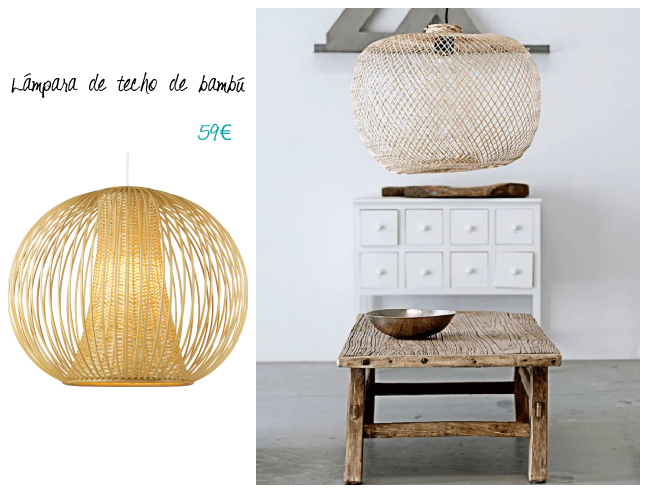 Lámpara rattán rústica natural