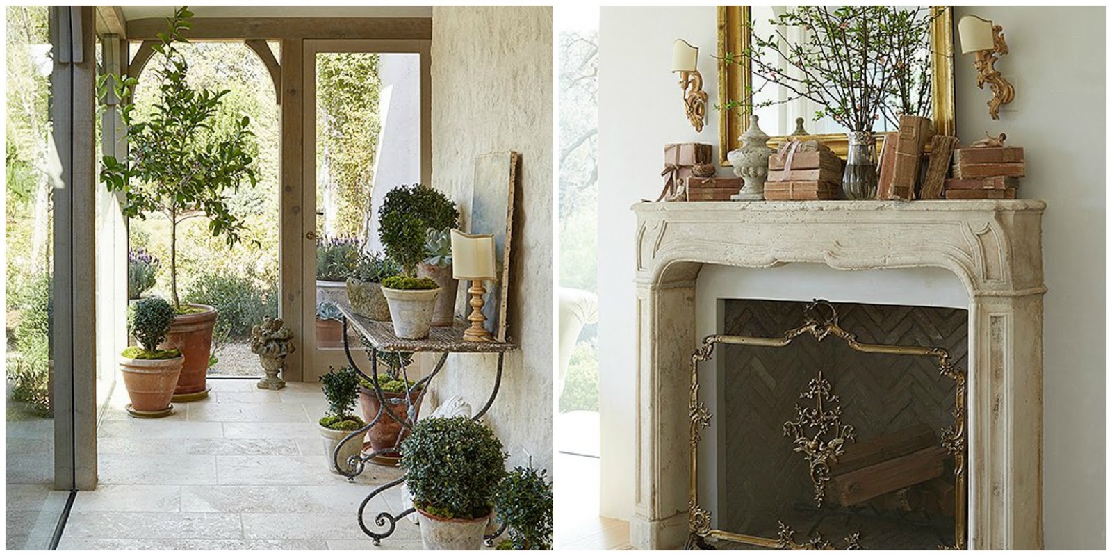 Garden room and fireplace at Patina Farm