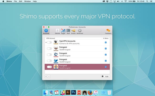 Shimo Support All Major VPN Protocol