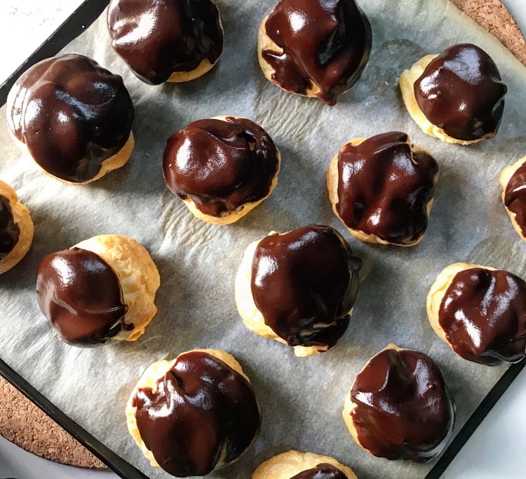 Chocolate-dipped Profiteroles - TwoHangrySisters