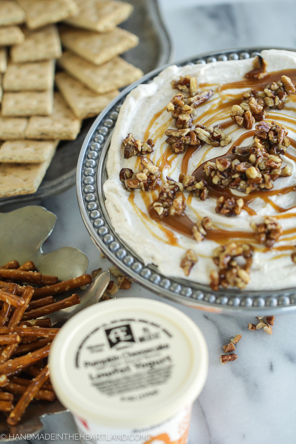 We love to serve this easy pumpkin cheesecake dip at fall parties!