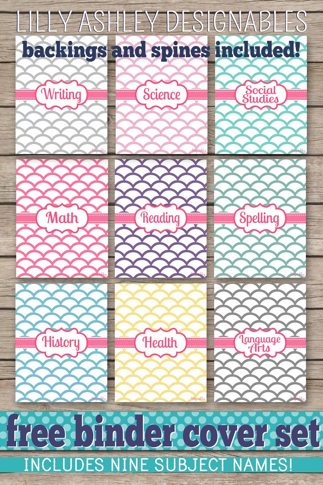 Make it Create by LillyAshley...Freebie Downloads Freebie Binder Cover Printables Set of 9