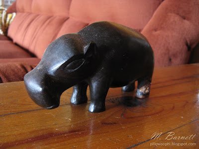Vintage mid century modern wood hippo from Africa