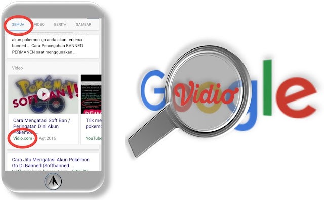 Vidio.com di SERP Google Video Vidio.com tampil di SERP bagian menu All google.co.id