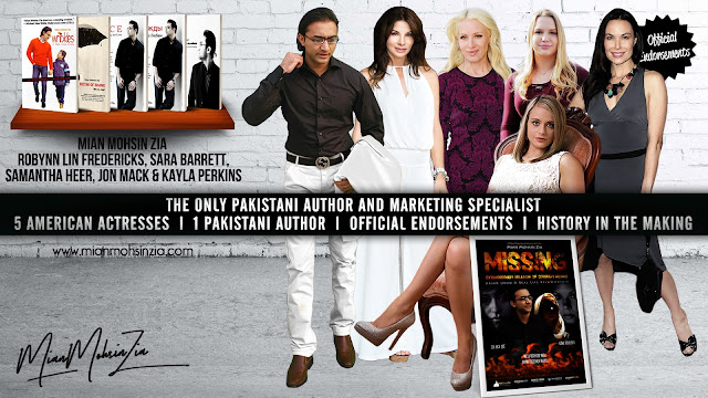 Mian Mohsin Zia officially endorsed by 5 American Actresses - Robynn Lin Fredericks, Sara Barrett, Samantha Heer, Jon Mack and Kayla Perkins