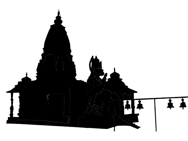 hanuman temple silhouette