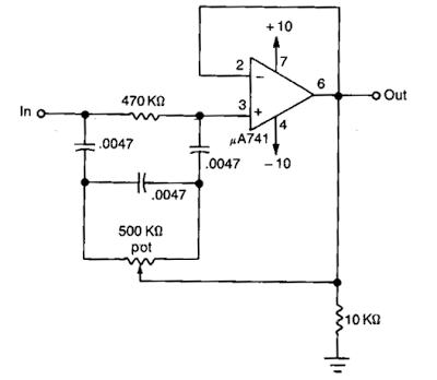 Simple Notch filter uses an Operational Amplifier | Electronic Circuit