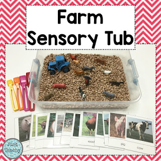 Farm Sensory Tub, www.JustTeachy.blogspot.com