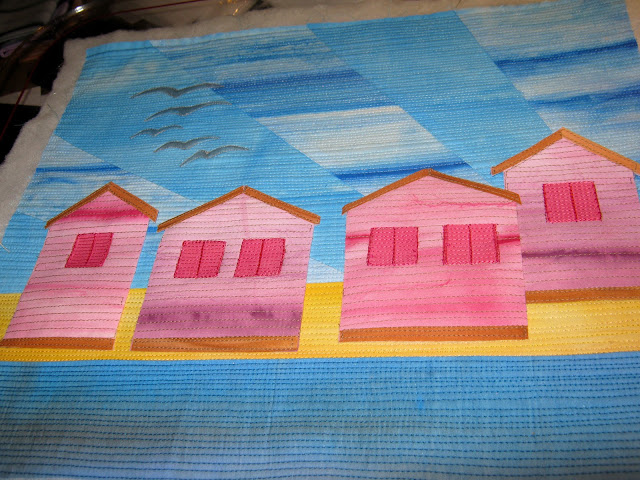 beach huts landscape quilting tutorial