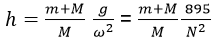 h=(m+M)/M g/ω^2 = (m+M)/M ( 895)/N^2