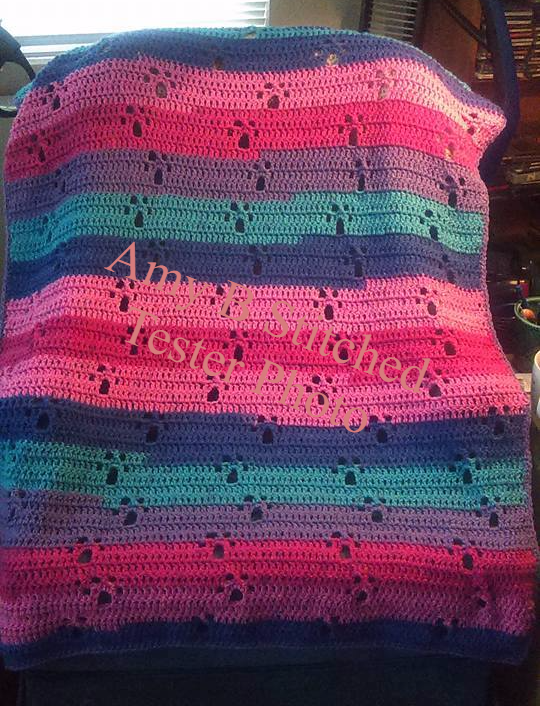 Meandering Paw Prints over the Rainbow Bridge Afghan FREE Crochet pattern