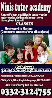 Ninis tutor academy home tutor in karachi