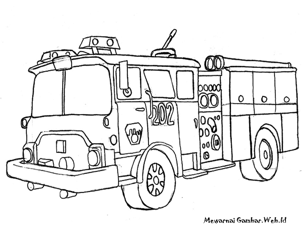 Mewarnai Gambar Mobil Pemadam Kebakaran