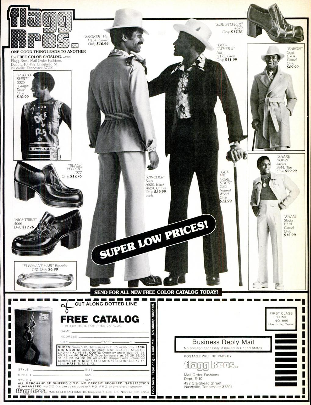 Flagg Bros Couture Vintage Platform Shoes and Super Fly Suits Adverts