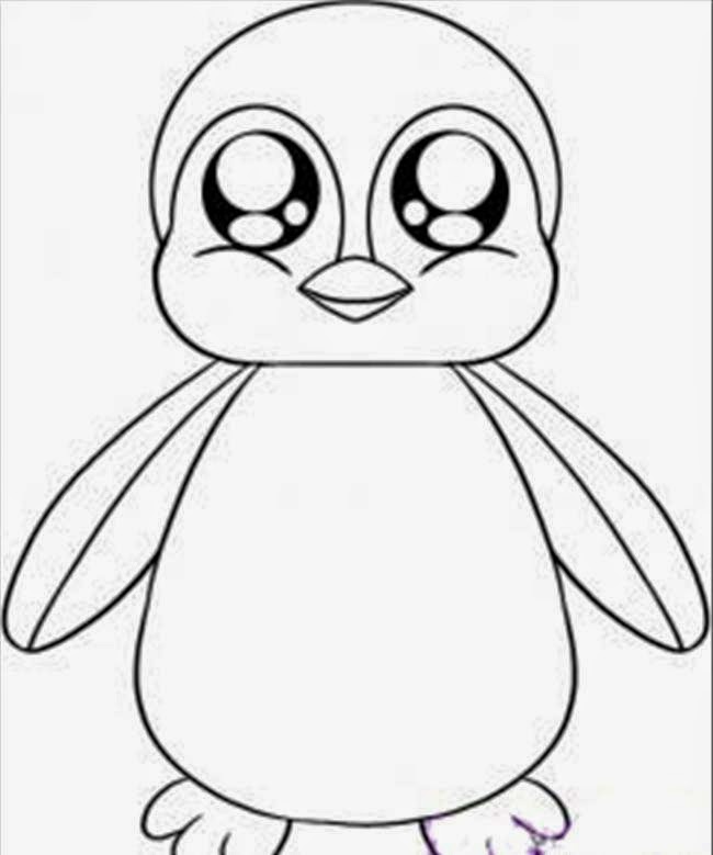 Kids Page Cute Baby Penguin Coloring Page