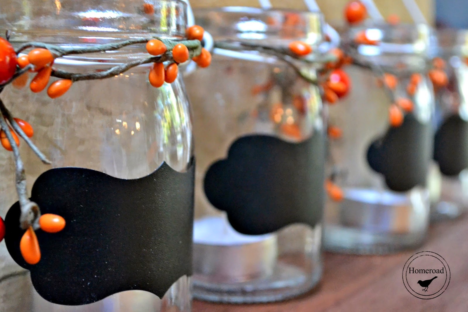 Row of jars with chalkboard labels
