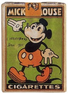 Mickey Mouse em embalagens de cigarros em 1928