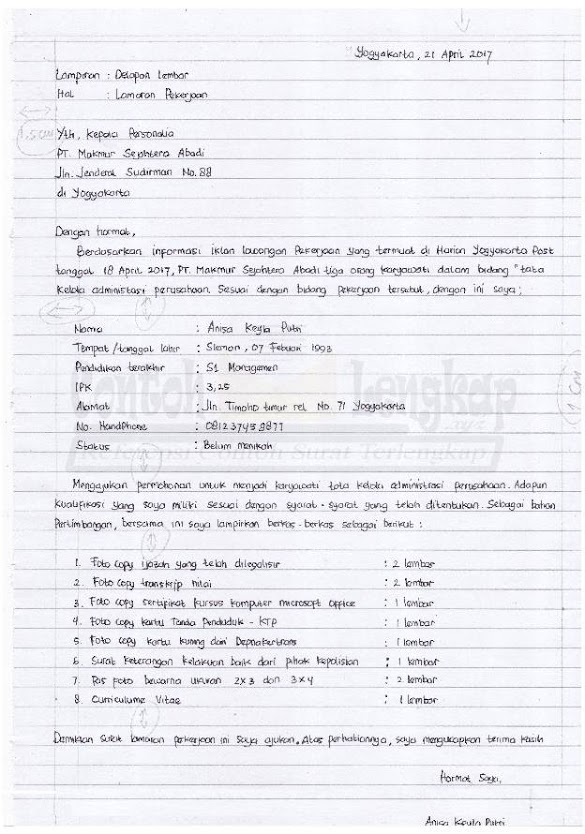 Aturan Menulis Surat Lamaran Kerja Di Kertas Folio