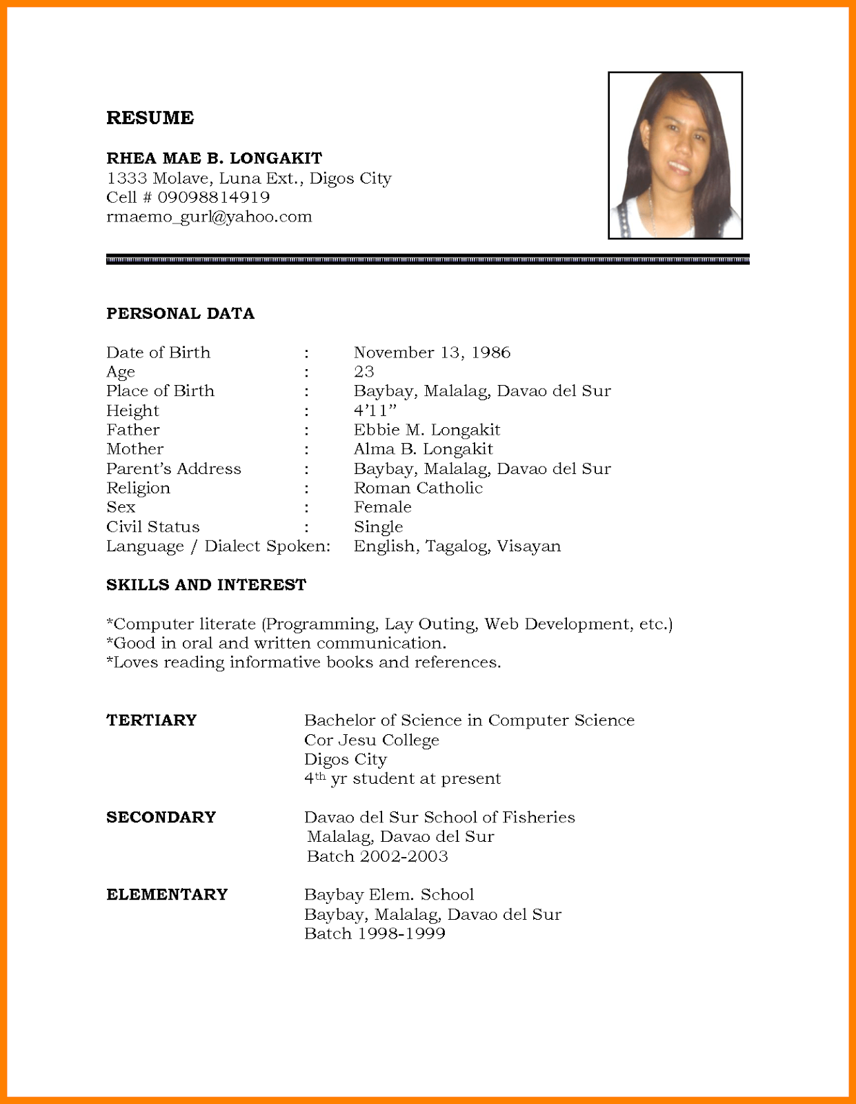 Bio Data Form For Student Scribd India