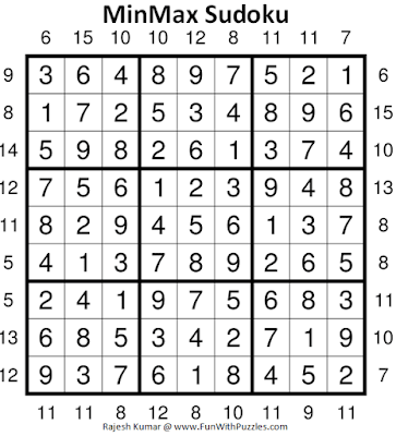 Answer of MinMax Sudoku Puzzles (Fun With Sudoku #368)