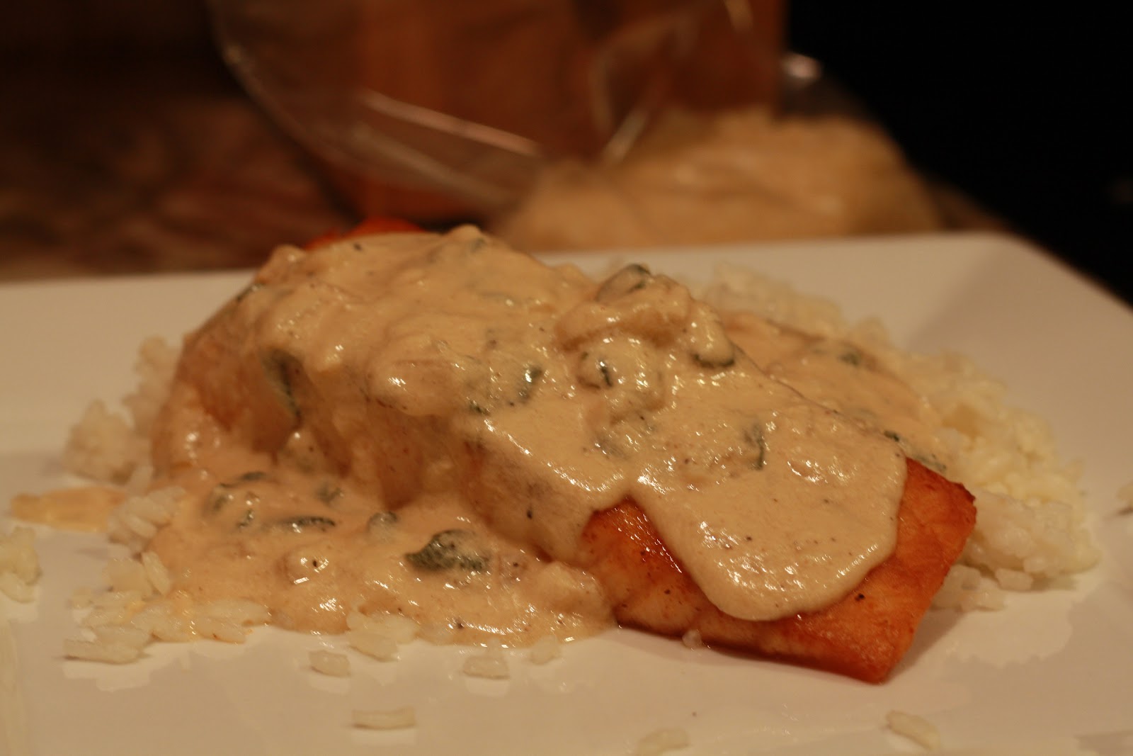 Jourdan Leigh in the kitchen Salmon w Dijon Cream Sauce and Garlic