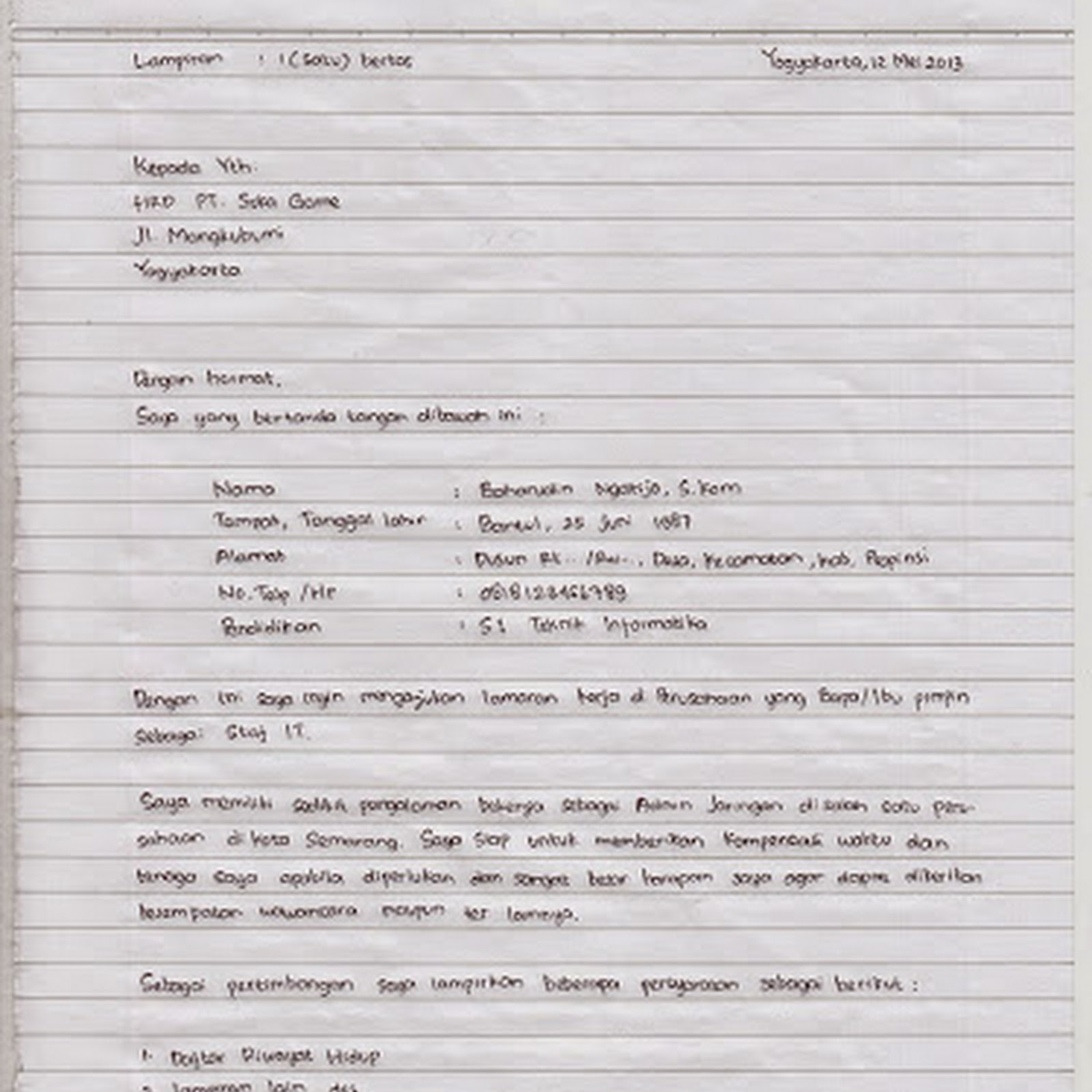 Contoh Surat Pengalaman Kerja Tulis Tangan Contoh Surat