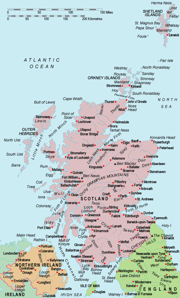 Map of Scotland Country and City