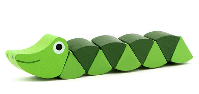 Multi Green Caterpillar wooden toy