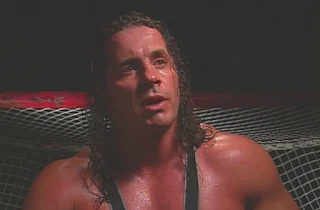 WCW World War 3 1998 - Bret 'The Hitman' Hart cut a backstage promo on all his enemies in "The WCW"