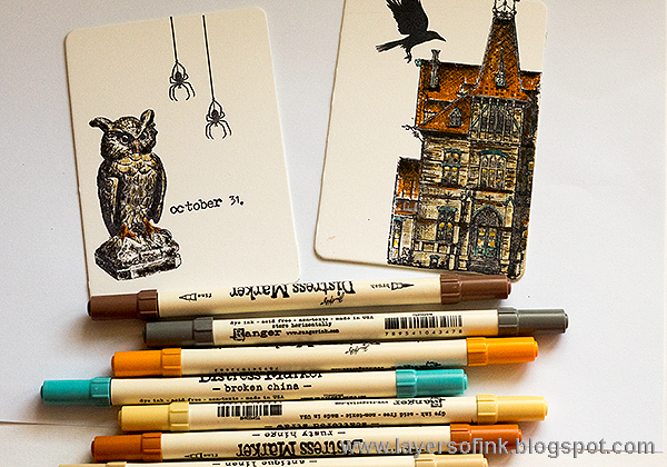 Layers of ink - Halloween Stamped Passport Book Tutorial by Anna-Karin