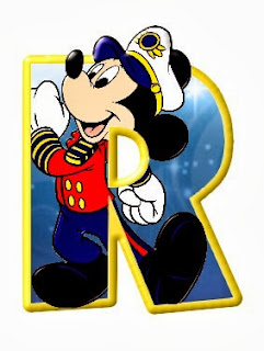 Alfabeto de personajes Disney con letras grandes R Mickey. 