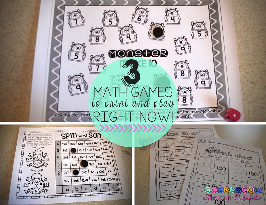Menstruation mord video The Classroom Game Nook: 3 Math Games to Print and Play {RIGHT NOW}
