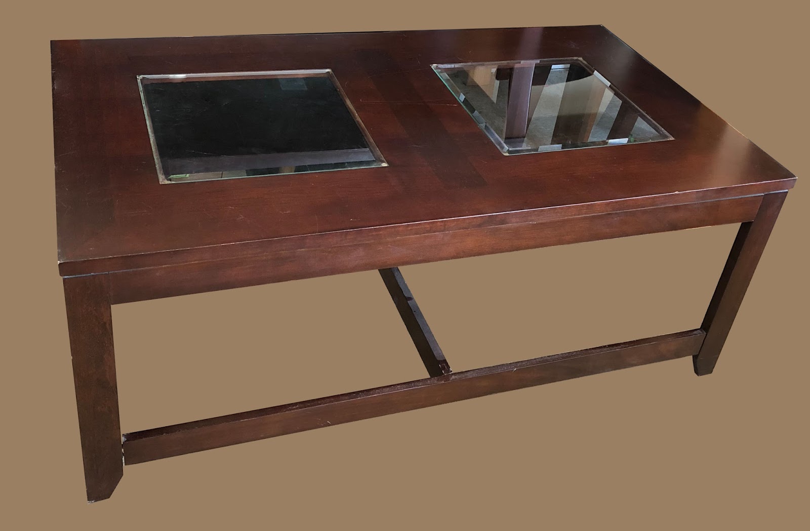 Uhuru Furniture & Collectibles Coffee Table with Glass Inserts 95 SOLD