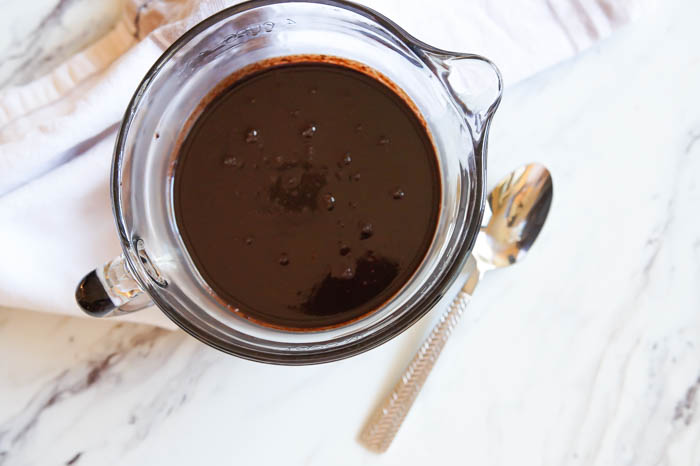 spiced chocolate fudge sauce for churros bites | bakeat350.net