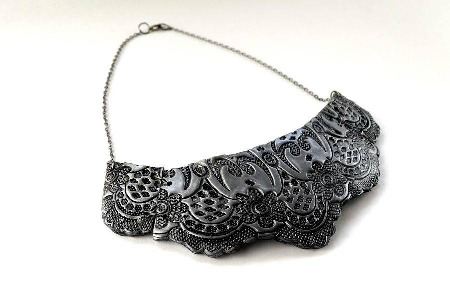 collar encaje imitació plata arcilla polimérica
