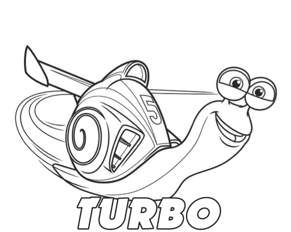 Muitos desenhos de Turbo Fast para colorir, pintar, imprimir! moldes e riscos de Turbo o caracol mais rápido do mundo!