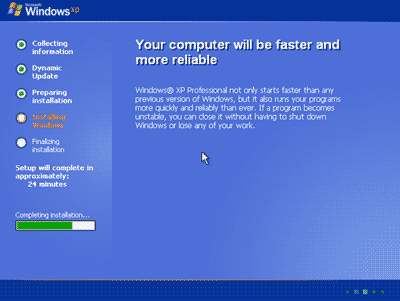 Melanjutkan Proses instalasi windows XP