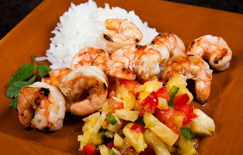 Roasted Coconut Shrimp with Spicy Pineapple Salsa