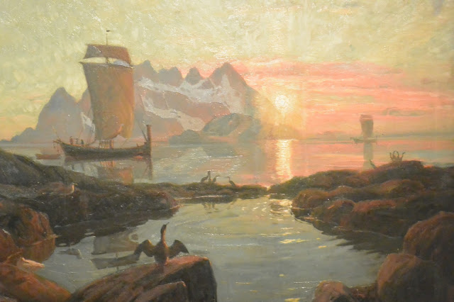 peintre norvégien au musée de la Marine à Oslo : Thorlof Holmboe (1866-1935) Bateau du Nordland au soleil de minuit Oslo musée de la marine Thorlof Holmboe (1866-1935) Bateau du Nordland au soleil de minuit