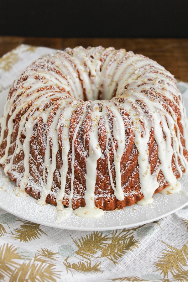 Celebrate the holidays with this festive Eggnog Bundt Cake! This cake is simple to make yet tastes so divine, it's perfect for all of your holiday parties!