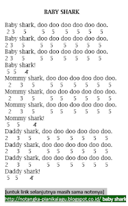 Not Angka Pianika Lagu Baby Shark Dunia Not Angka