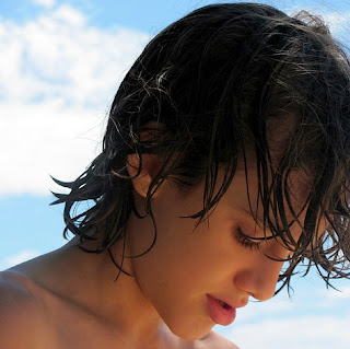 Boy with wet hair